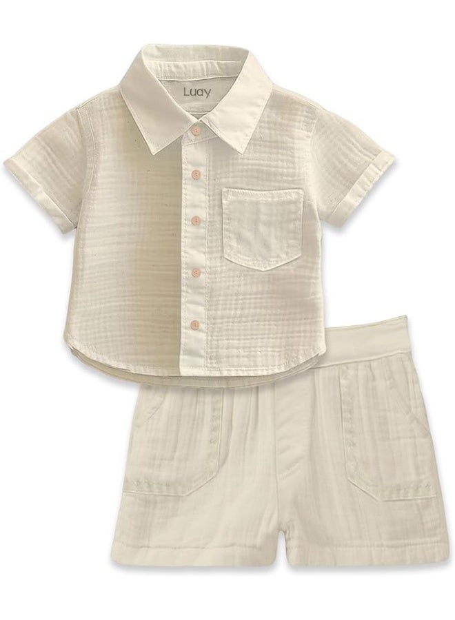 Luay®  Linen Shirt & Short for Kids | Elegant & Comfortable Summer Wear | Stylish Short-Sleeve Shirt & Comfy Shorts - Image 3